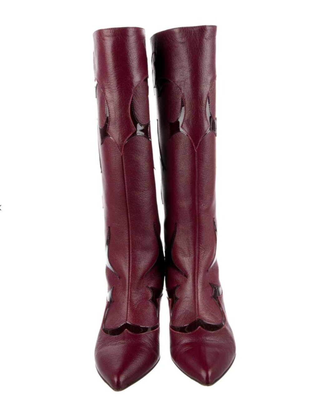 Tibi Oxblood Flower Leather Kitten Heel Boots - Size 8.5 - Picture 2 of 5